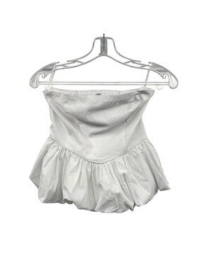 FB Sister Strapless Crop Top Bubble Hem White Womens Size Small